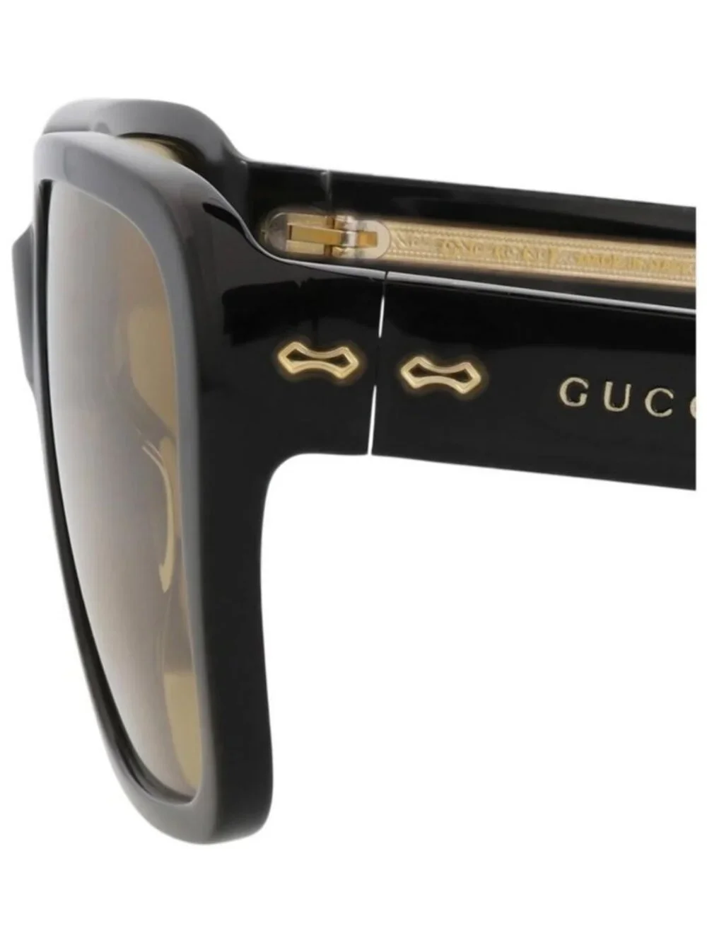 New Gucci Mens Square/Rectangle Black Black Yellow Fashion Designer Sunglasses